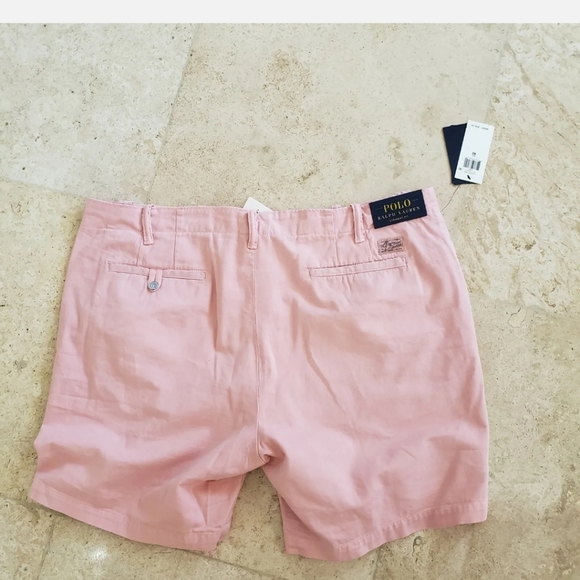 POLO RALPH LAUREN MEN'S STRAIGHT FIT FLAT FRONT 7" INSEAM PINK SHORTS 40 $98 NWT - Picture 2 of 8